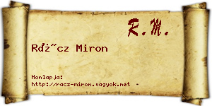 Rácz Miron névjegykártya